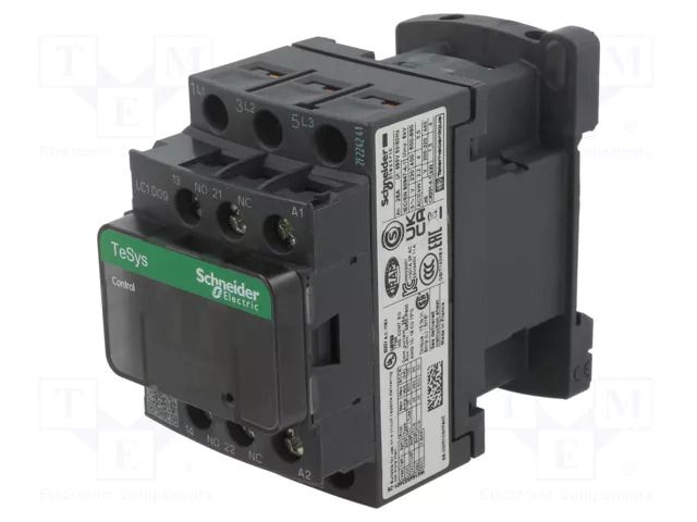 Contactor: 3-pole; NO x3; Auxiliary contacts: NO + NC; 220VDC; 9A SCHNEIDER ELECTRIC LC1D09MD