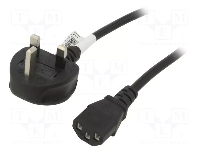 Cable; 3x0.5mm2; BS 1363 (G) plug,IEC C13 female; PVC; 1.5m; 5A AKYGA AK-AG-01A