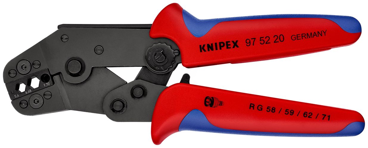 KNIPEX 97 52 20 Crimping Pliers short design with multicomponent handles burnished 195 mm 97 52 20 4003773026853