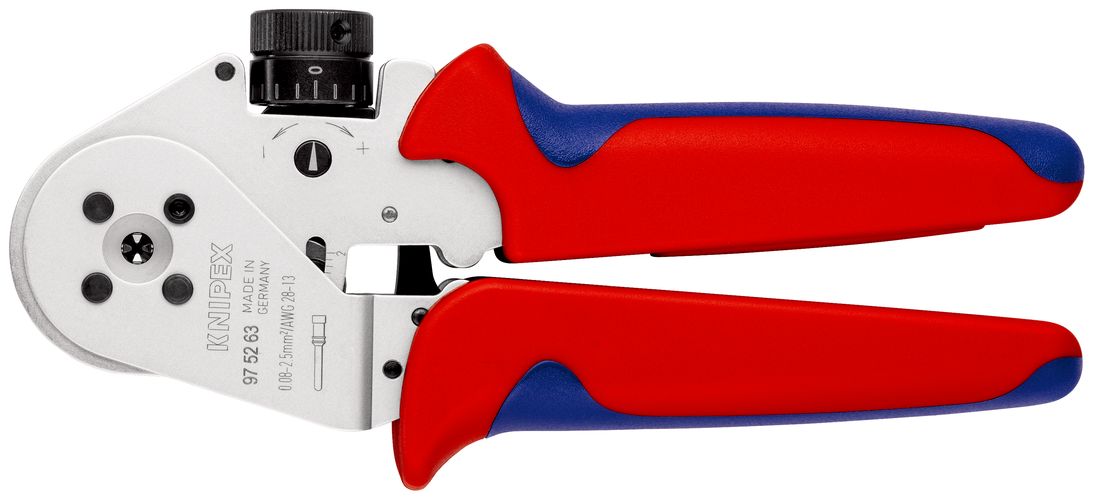 KNIPEX 97 52 63 Four-Mandrel Crimping Pliers for turned contacts with multi-component handles chrome-plated 180 mm 97 52 63
