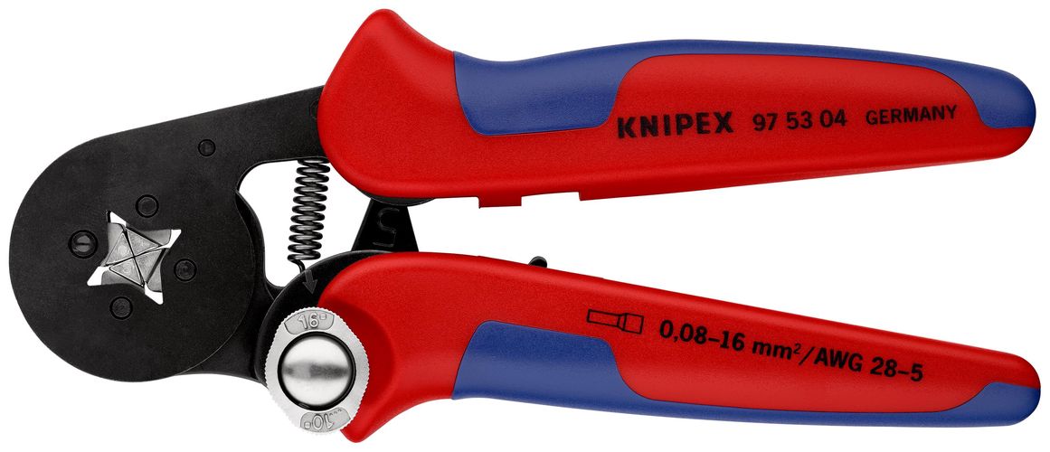 KNIPEX 97 53 04 SB Self-Adjusting Crimping Pliers for wire ferrules with lateral access with multicomponent handles burnished 180 mm 97 53 04 SB 4003773030270