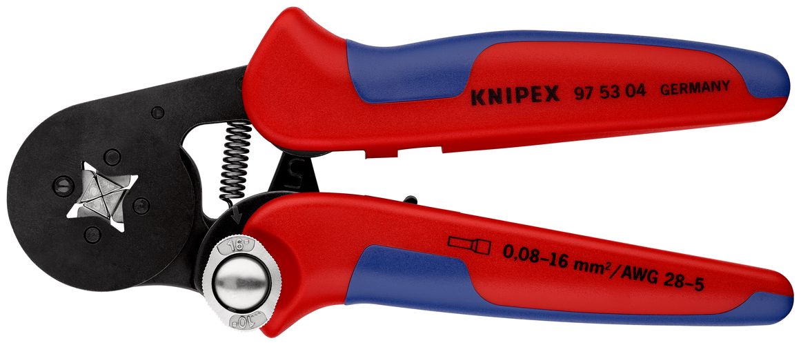 KNIPEX 97 53 04 SB Self-Adjusting Crimping Pliers for wire ferrules with lateral access with multi-component handles burnished 180 mm 97 53 04 SB 4003773030270