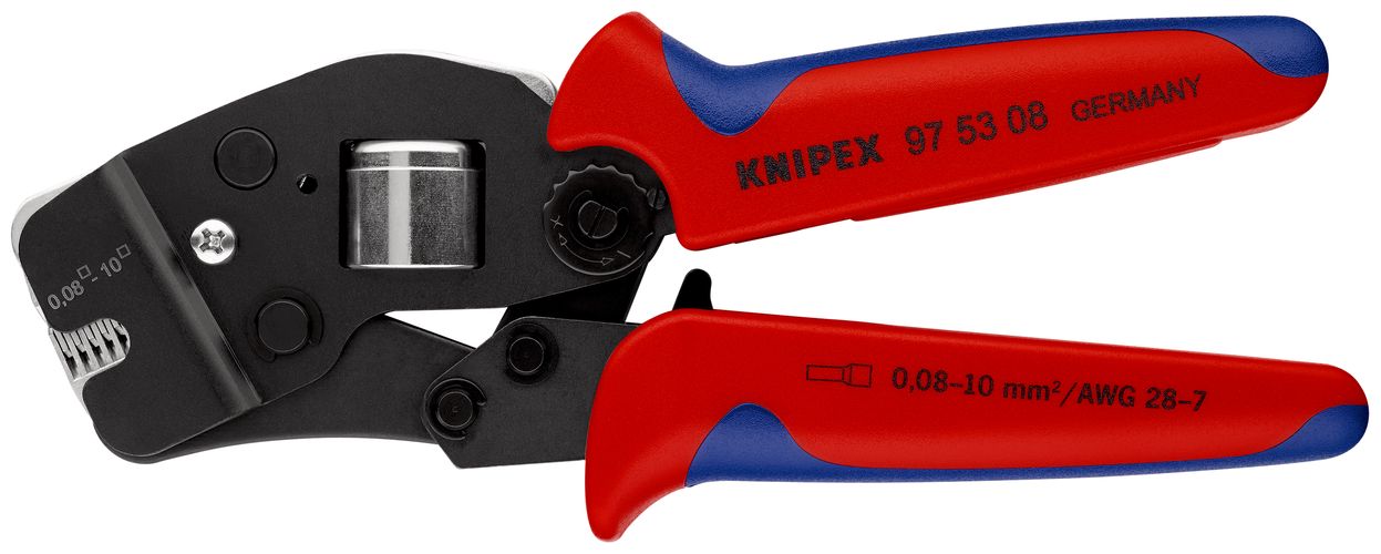KNIPEX 97 53 08 Self-Adjusting Crimping Pliers for wire ferrules with front loading with multi-component handles burnished 190 mm 97 53 08 4003773040187
