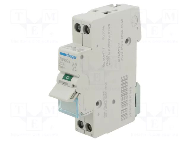 Switch-disconnector; Poles: 2; for DIN rail mounting; 25A; 230VAC HAGER SBN225