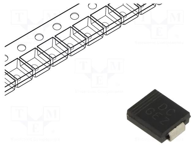 Diode: TVS; 1.5kW; 26.7V; 38.6A; unidirectional; SMC; reel,tape DC COMPONENTS SMCJ24A-DC