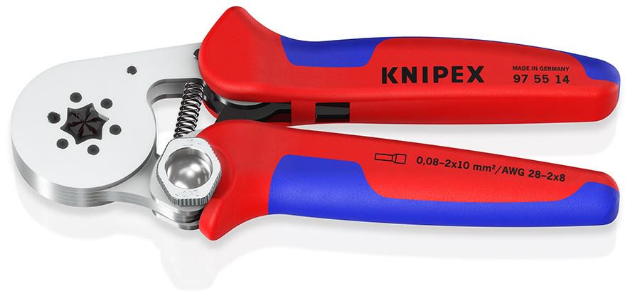 KNIPEX 97 55 14 SB Self-Adjusting Crimping Pliers for wire ferrules with lateral access with multicomponent handles chrome-plated 180 mm 97 55 14 SB 4003773086116