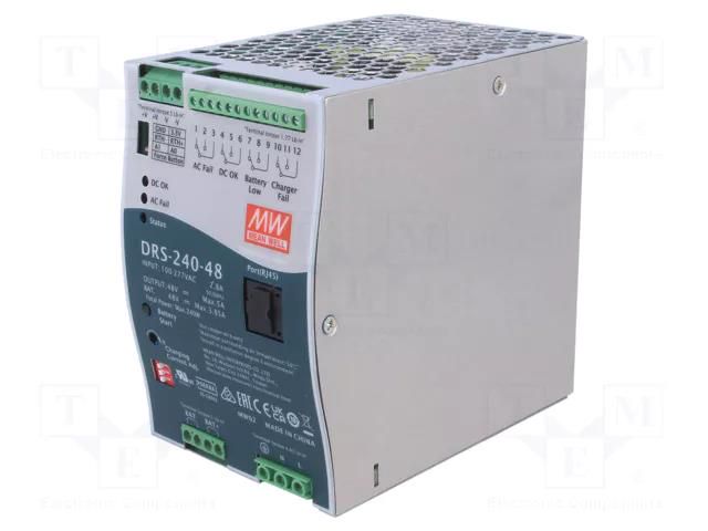 Power supply: buffer; for DIN rail; 240W; 48VDC; 3.85A; 90÷305VAC MEAN WELL DRS-240-48
