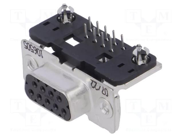 Connector: D-Sub; PIN: 9; socket; female; PCB snap; angled 90°; THT TE Connectivity 1-106505-2