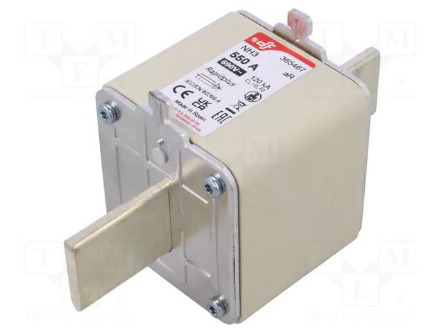 Fuse: fuse; 550A; 690VAC; 550VDC; aR; NH3 DF ELECTRIC 365467