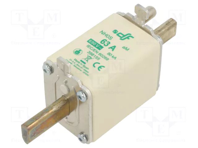 Fuse: fuse; 63A; 690VAC; aM; ceramic; NH0S DF ELECTRIC 398155