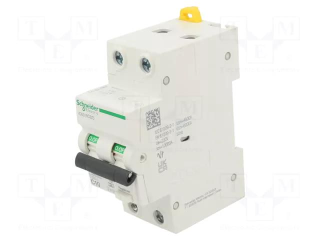 RCBO breaker; Inom: 10A; Ires: 30mA; Poles: 2; 230/400VAC; IP20; RCBO SCHNEIDER ELECTRIC A9D17210