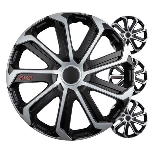 Car hubcaps 4pcs set EVO black & silver 16" COLOR BOX, Versaco 8586019109764