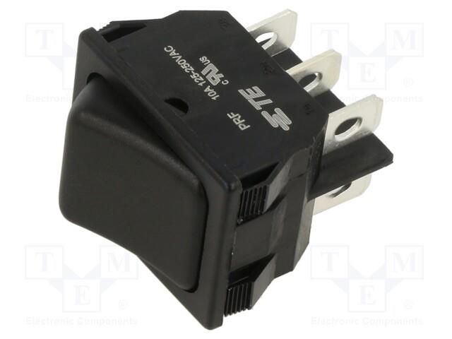 ROCKER; DPDT; Pos: 2; ON-ON; 10A/250VAC; black; none; PRF; 50mΩ TE Connectivity 1634201-7