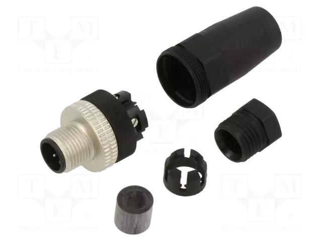 Connector; M12; PIN: 4; straight; plug; male; -40÷85°C TELEMECANIQUE SENSORS XZCC12MDM40B