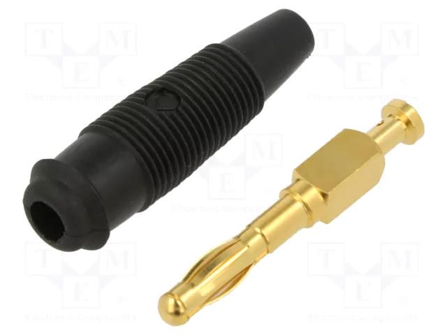 Connector: 4mm banana; plug; 32A; 60VDC; black; non-insulated; 3mΩ HIRSCHMANN T&M LAS30AUSW