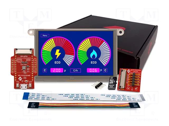 Display: TFT; 7"; 800x480; Illumin: LED; 32kBRAM,192kBFLASH; 5VDC 4D Systems SK-GEN4-70DT-WVA