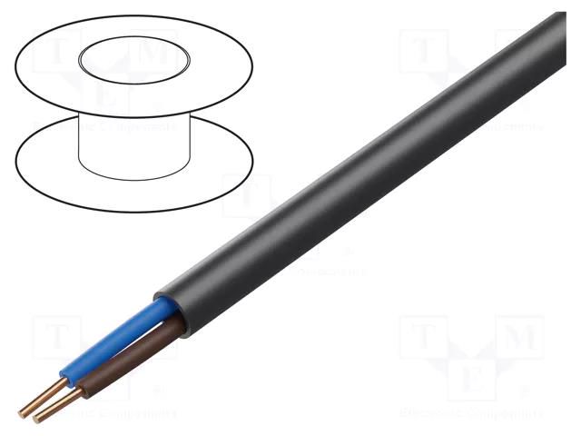 Wire; YKY; 2x1.5mm2; round; wire; Cu; PVC; black; 600V,1kV; 100m ELEKTROKABEL EK-YKY-2X1.5
