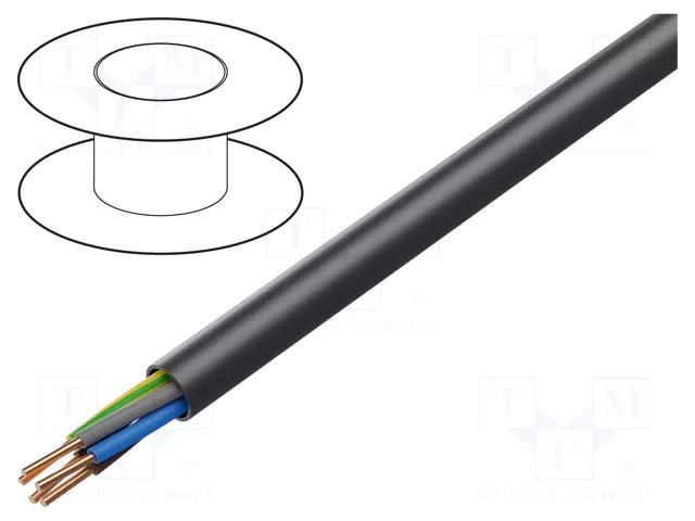 Wire; YKY; 5G6mm2; round; wire; Cu; PVC; black; 600V,1kV; 100m ELEKTROKABEL EK-YKY-5X6