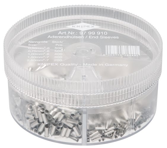 KNIPEX 97 99 910 Assortment Boxes with 1900 non-insulated wire ferrules 5 x wire ferrule sets  97 99 910 4003773082491