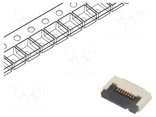 Connector: FFC/FPC; gold flash; SMT; 0.4A; 50V; PIN: 8; Mat: LCP; ZIF GCT FFC2B35-08-G