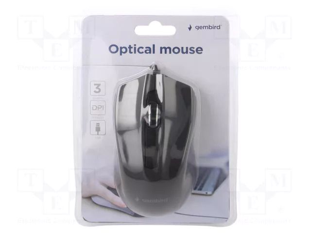 Mouse; matt black; USB A; optical,wired; 1.35m; No.of butt: 3 GEMBIRD MUS-3B-01