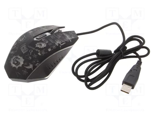 Mouse; black,grey; USB A; optical,wired; 1.35m; No.of butt: 6 GEMBIRD MUS-6B-GRAFIX-01