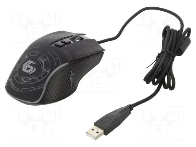 Mouse; black; USB A; optical,wired; 1.5m; No.of butt: 7 GEMBIRD MUSG-RGB-01