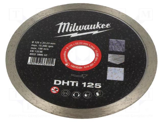 Cutting diamond wheel; Ø: 125mm; Øhole: 22.2mm; ceramic tile Milwaukee MW-4932399553