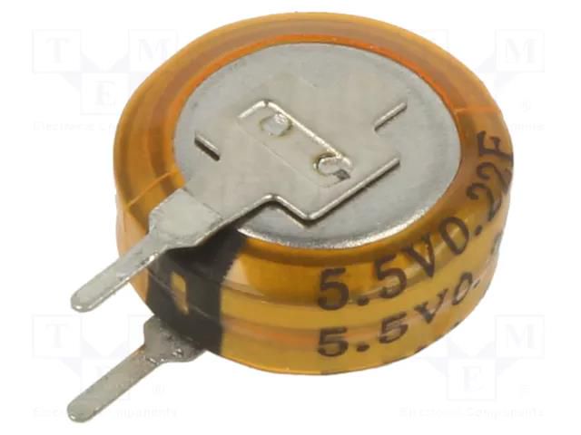 Supercapacitor; THT; 220mF; 5.5VDC; Ø12x4.8mm; Leads: V type Viking SC5V5V224Z