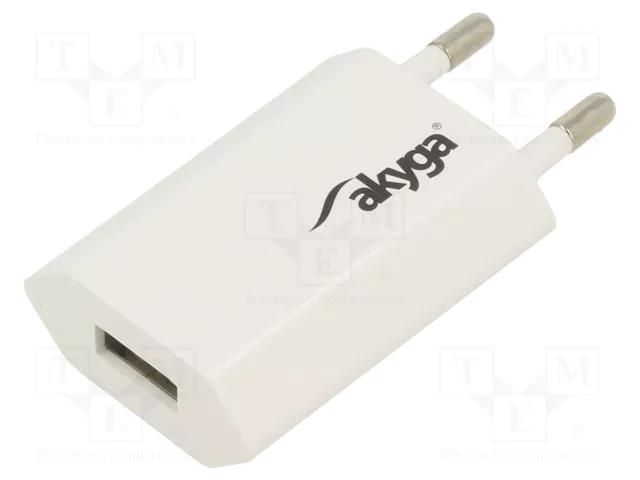 Power supply: switching; mains,plug-in; 5VDC; 1A; white AKYGA AK-CH-03WH