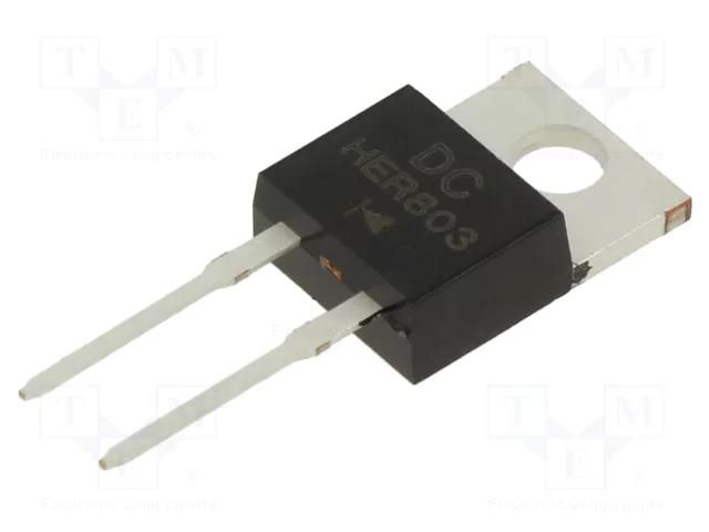 Diode: rectifying; THT; 200V; 8A; tube; Ifsm: 150A; TO220A; Ufmax: 1V DC COMPONENTS HER803-DC