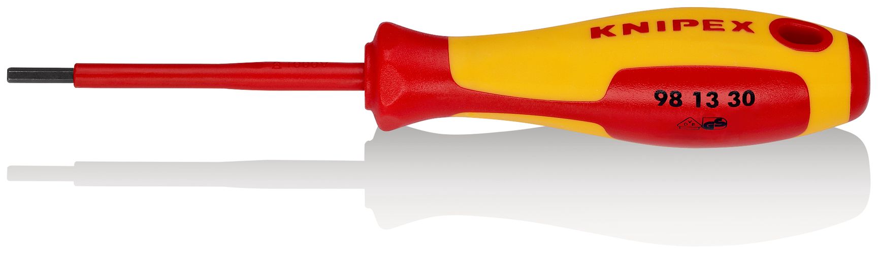 KNIPEX 98 13 30 Screwdriver for hexagon socket screws insulated with multi-component grips, VDE-tested burnished 182 mm 98 13 30 4003773026341