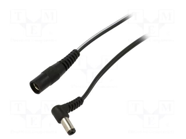 Cable; 2x0.5mm2; DC 5,5/2,1 socket,DC 5,5/2,5 plug; angled; 1.5m WEST POL A25-C21-T050-150BK