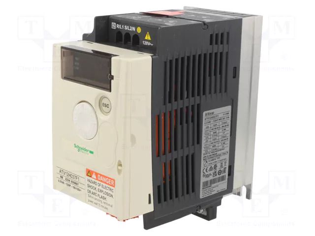 Inverter; 0.37kW; 3x110VAC; Electr.connect: screw terminals; IP20 SCHNEIDER ELECTRIC ATV12H037F1