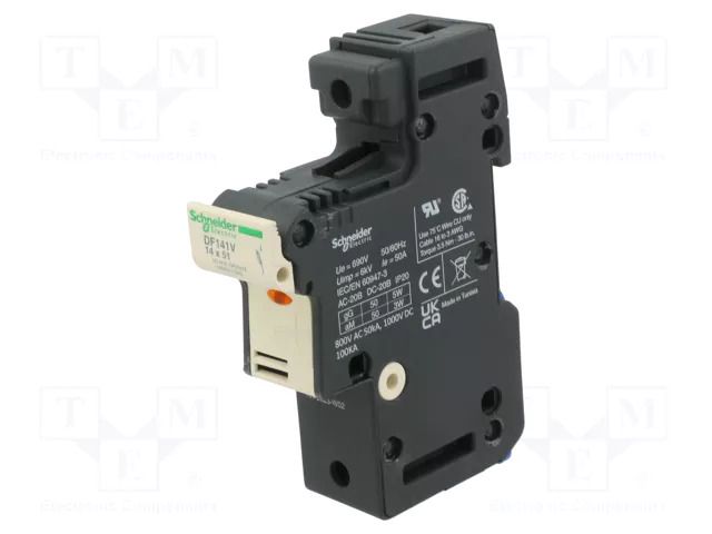 Fuse base; 14x51mm; for DIN rail mounting; 50A; Poles: 1 SCHNEIDER ELECTRIC DF141V