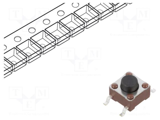 Microswitch TACT; SPST-NO; Pos: 2; 0.05A/24VDC; SMT; none; 1.6N TE Connectivity 4-1437565-2