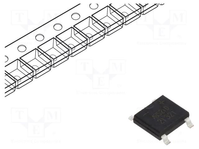 Bridge rectifier: single-phase; Urmax: 1kV; If: 2A; Ifsm: 60A; ABS SMC DIODE SOLUTIONS ABS210TR-SMC
