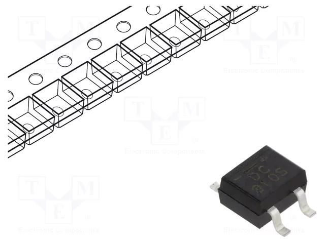 Bridge rectifier: single-phase; 1kV; If: 0.5A; Ifsm: 30A; DB-1MS DC COMPONENTS B10S-DC