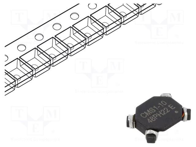 Inductor: common mode; SMD; 73.7uH; 1.65A; 9.4x7.2x2.6mm; 48mΩ EATON ELECTRONICS CMS1-10-R