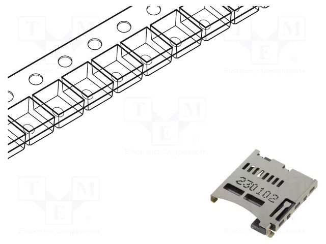 Connector: for cards; microSD; push-push; SMT; gold flash; PIN: 8 GCT MEM2052-00-195-00A