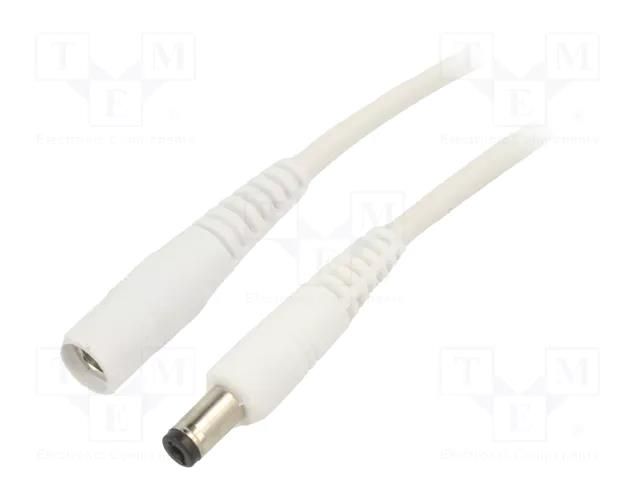 Cable; 1x1mm2; DC 5,5/2,1 plug,DC 5,5/2,5 plug; straight; white WEST POL P25-C21-C100-050WH