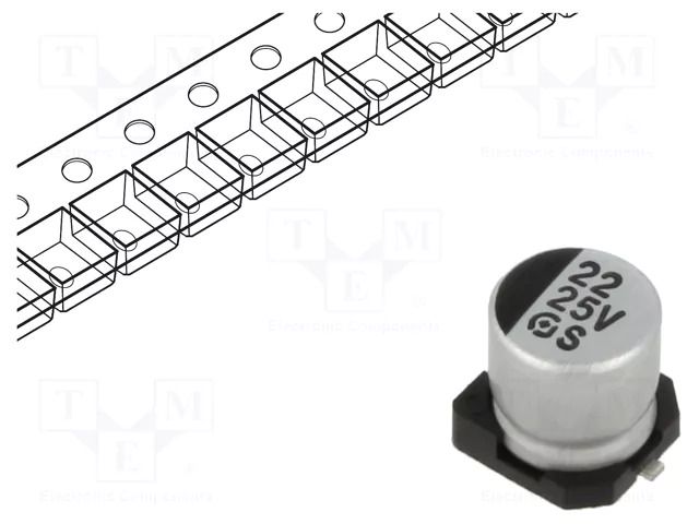 Capacitor: electrolytic; SMD; 22uF; 25VDC; Ø5x5.4mm; ±20%; -40÷85°C CHANGZHOU HUAWEI ELECTRONIC VS1E220MC054000CE0