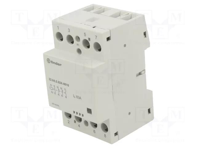 Contactor: 4-pole installation; 63A; 24VAC,24VDC; NC x2 + NO x2 FINDER 22.64.0.024.4610