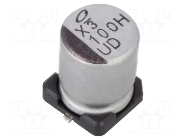 Capacitor: electrolytic; SMD; 100uF; 50VDC; Ø8x10mm; ±20%; 5000h NICHICON UUD1H101MNL1GS