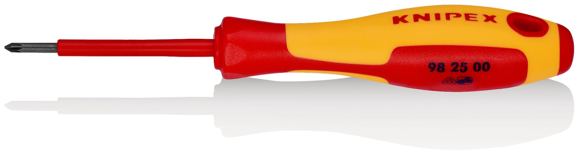 KNIPEX 98 25 00 Screwdriver for cross recessed screws Pozidriv® insulating multi-component handle, VDE-tested burnished 162 mm 98 25 00