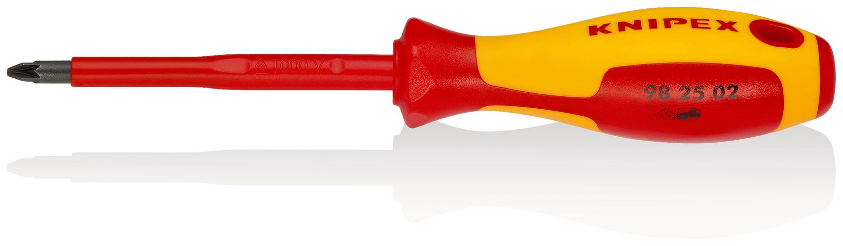 KNIPEX 98 25 02 Screwdriver for cross recessed screws Pozidriv® insulating multi-component handle, VDE-tested burnished 212 mm 98 25 02 4003773031277