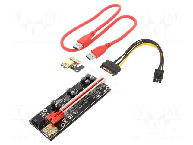 Riser; USB 3.0; red; Application: Bitcoin Miner; 600mm QOLTEC QOLTEC-55508