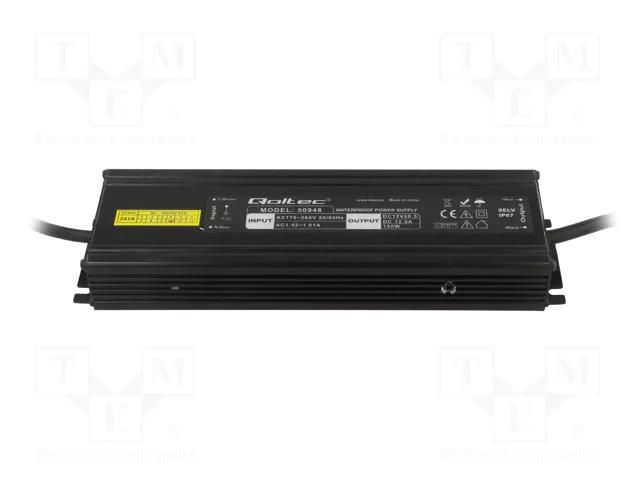 Power supply: switching; LED; 150W; 12VDC; 12.5A; 220÷240VAC; IP67 QOLTEC QOLTEC-50948