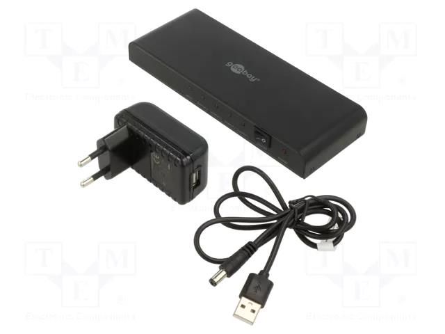 Splitter; HDCP 1.4,HDMI 1.4; black; Input: DC socket,HDMI socket Goobay HDMI-SPLITTER-03