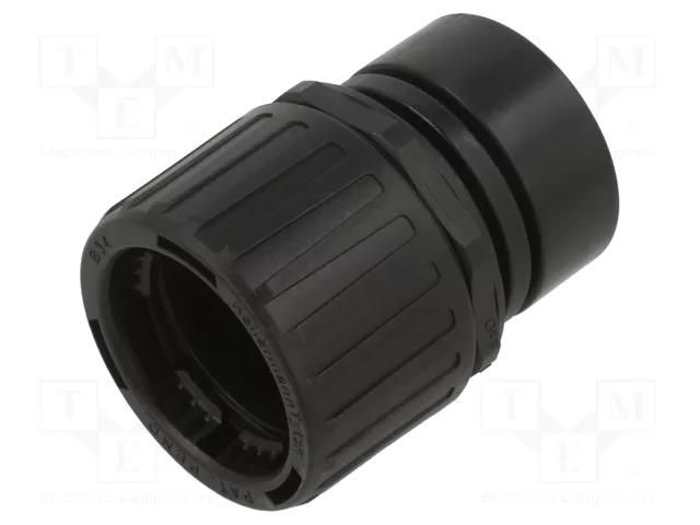 Straight terminal connector; polyamide; HelaGuard; -50÷135°C HELLERMANNTYTON HG34-R42-PA66-BK